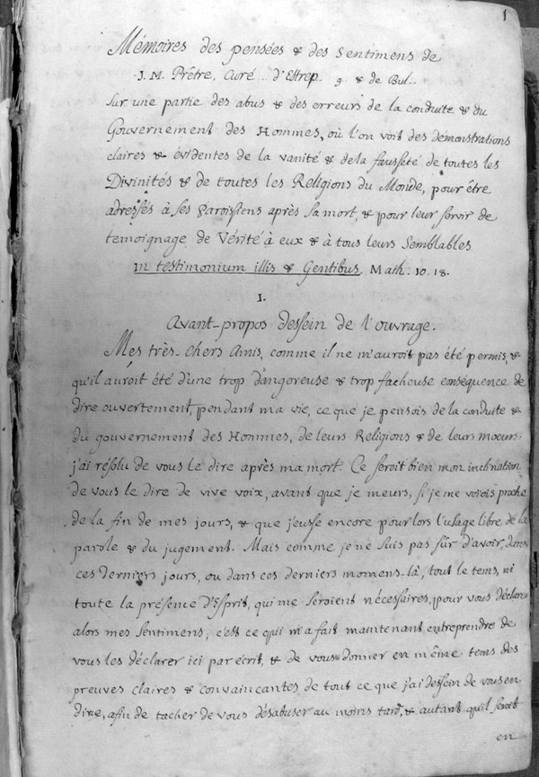 Page manuscrite de Meslier